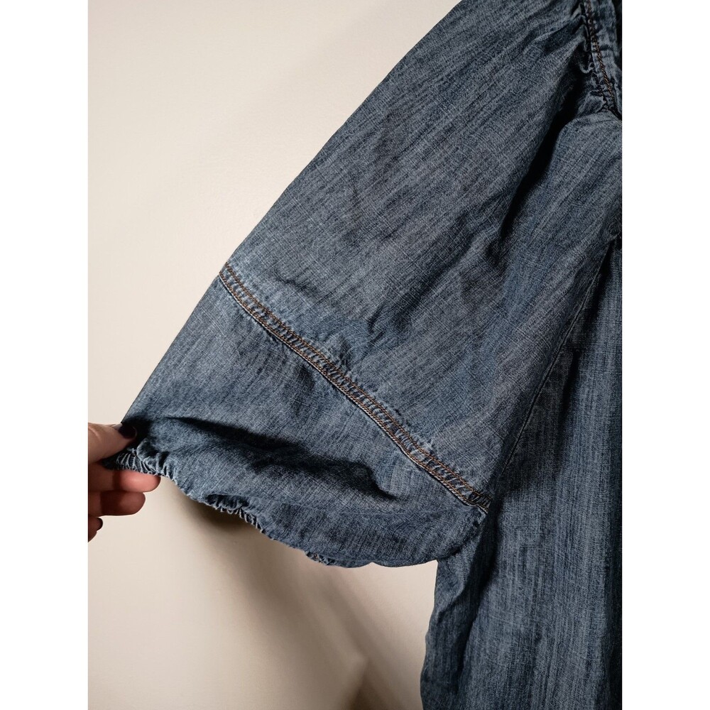 Lane Bryant Chambray Peasant Top in Denim Blue - Picture 3 of 6